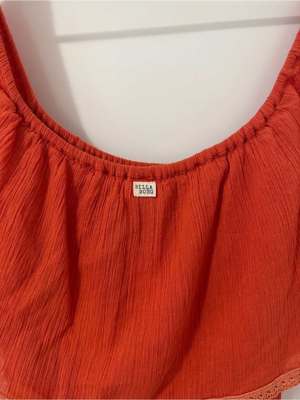 Billabong Red-Orange Off-Shoulder Midi Dress Boho Size Small Women’s - Picture 10 of 13